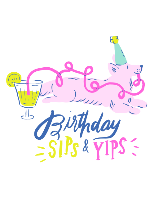 Sips & Yips - birthday_adults_cards - Card