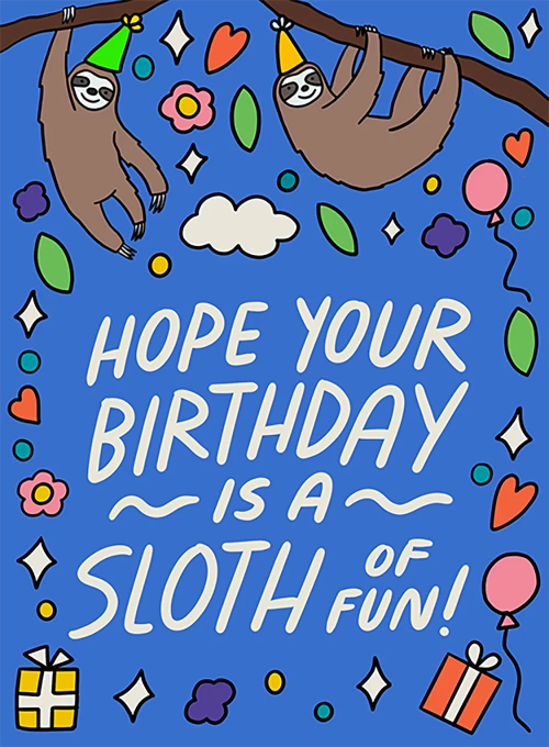 Sloth of Fun Birthday Card - birthday_adults_cards - Card