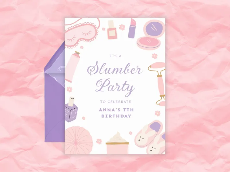 Slumber Party Pampering - 7th_birthday - Invitation