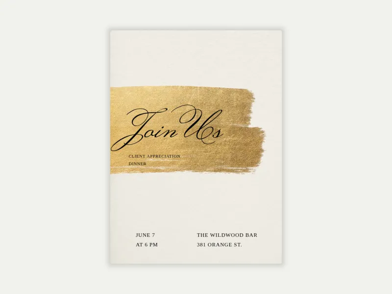 Simple Gold Brushstroke - open_house - Invitation