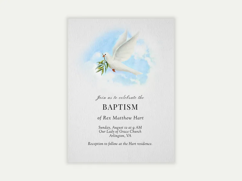 Soaring Dove - christening - Invitation