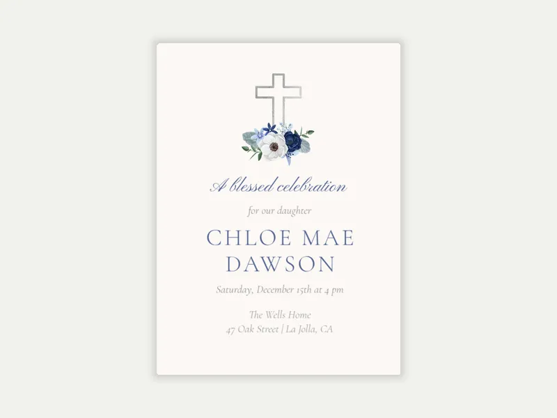 Seasonal Blooms - first_communion - Invitation