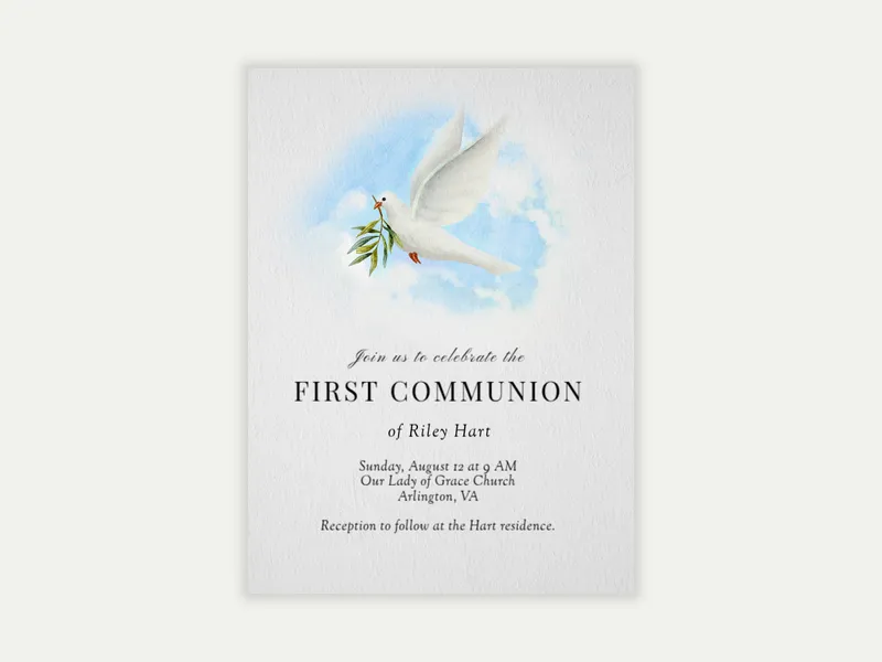 Soaring Dove - first_communion - Invitation