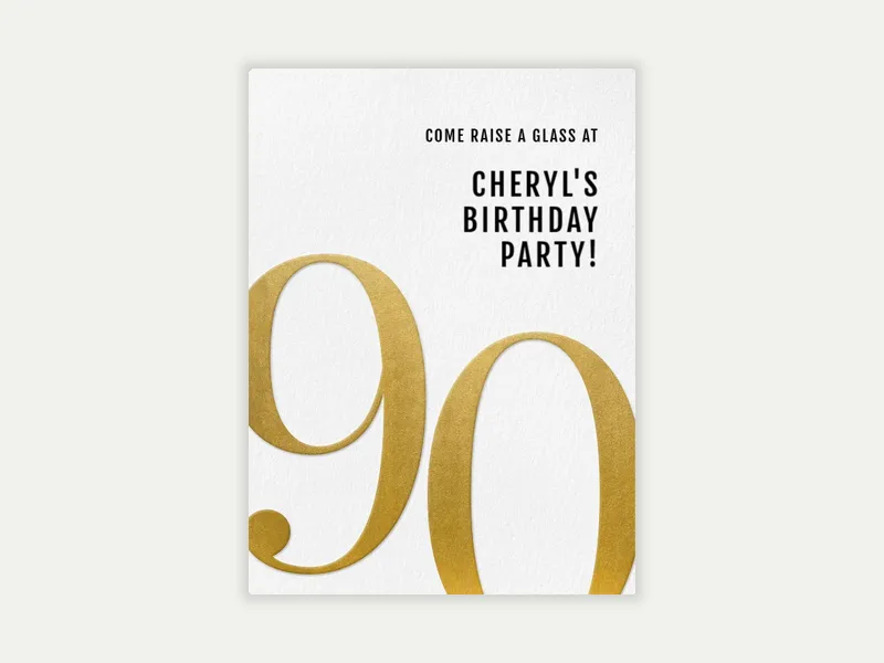 Sophisticated Classic Gold - 90th_birthday - Invitation