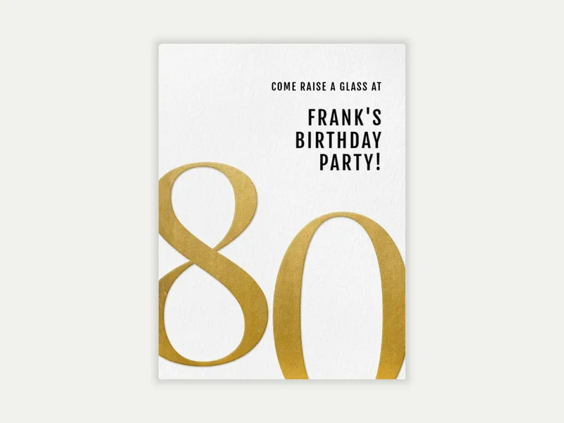 Sophisticated Classic Gold - 80th_birthday - Invitation
