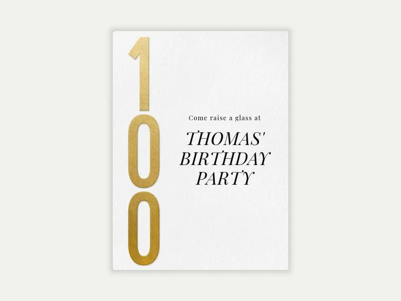 Sophisticated Modern Gold 100th Birthday - 100th_birthday - Invitation
