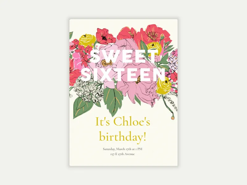 Sixteen Floral - sweet_sixteen - Invitation