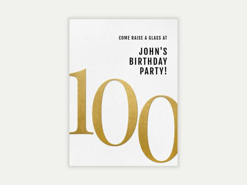 Sophisticated Classic Gold - 100th_birthday - Invitation