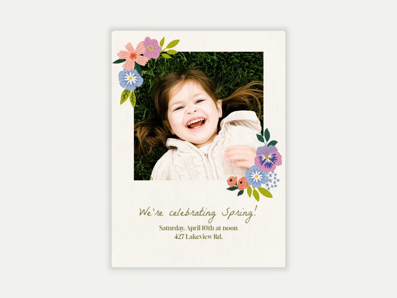 Spring Floral (Photo) Invitation free template design