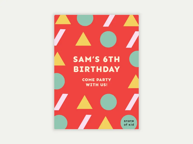 State of Kid: Red Geometric Fun - state_of_kid - Invitation