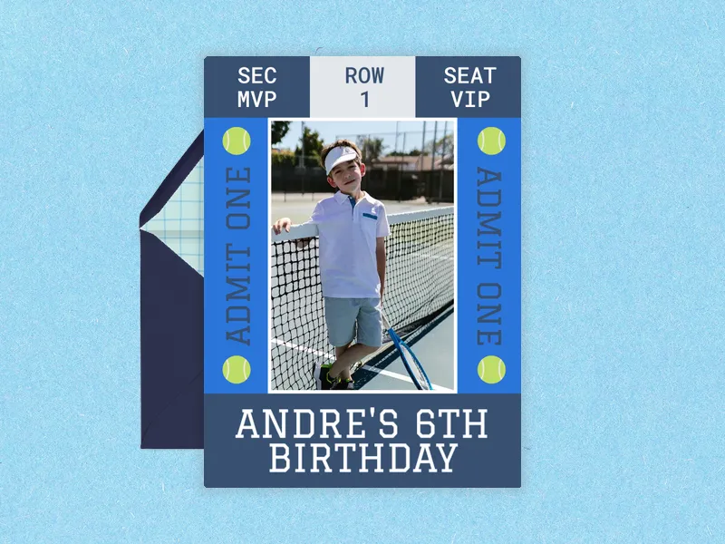 Game Ticket (Photo) - tennis - Invitation