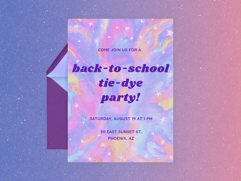Stars, Hearts & Tie-dye - back_to_school - Invitation
