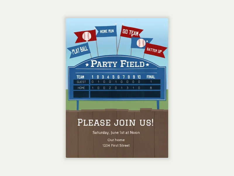 Stadium Scoreboard - baseball - Invitation