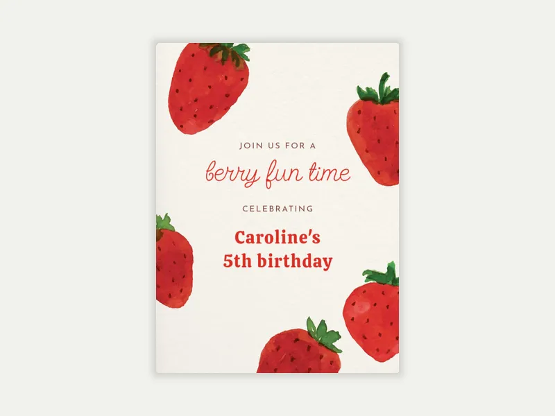 Strawberry Fields - kids_teens_birthday_milestones - Invitation