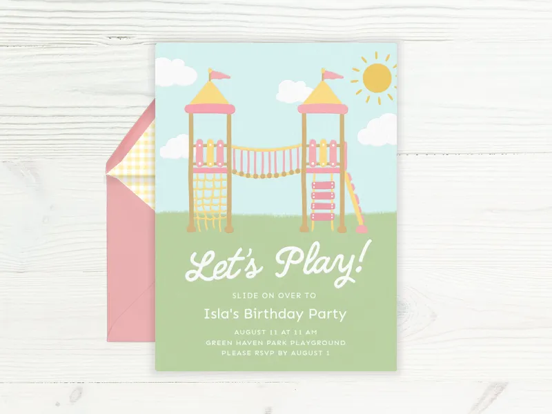 Pink Sunny Playdate - 5th_birthday - Invitation