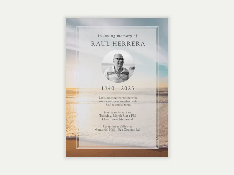 Sunset Memories (Photo) - funeral_memorial_service - Invitation