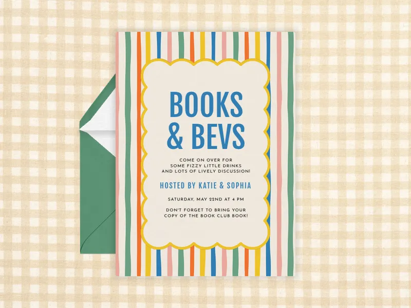 Super Stripey & Checkered - book_club - Invitation