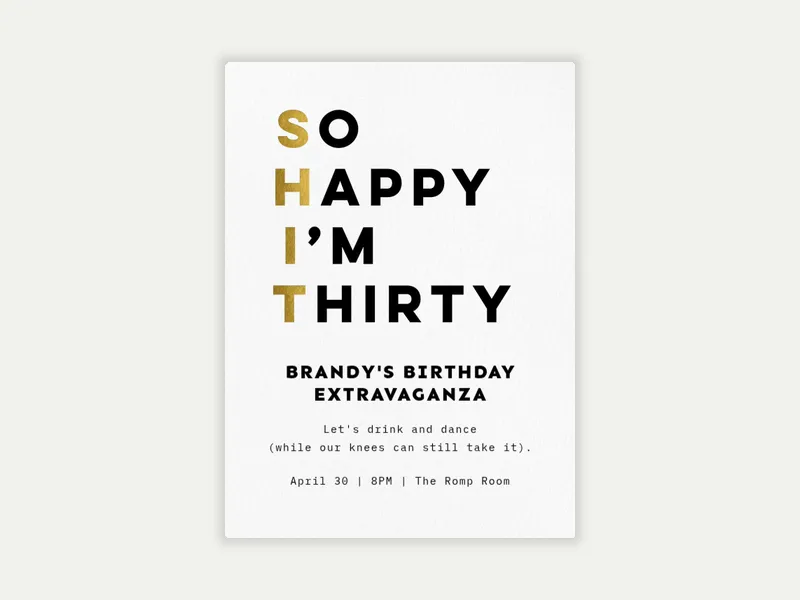 Swear It's Fine - 30th_birthday - Invitation