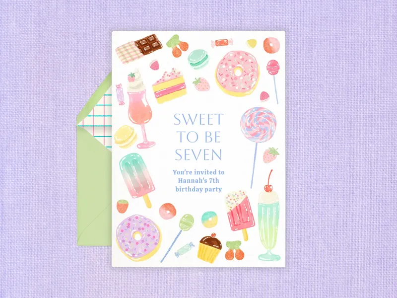 Sweets Galore 7th Birthday - 7th_birthday - Invitation