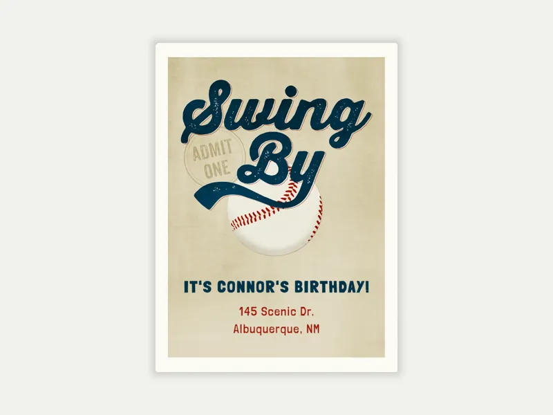 Swing By - baseball - Invitation
