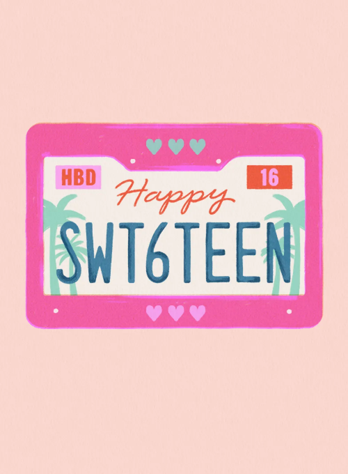 Sweet 16 License Plate - birthday_kids_cards - Card