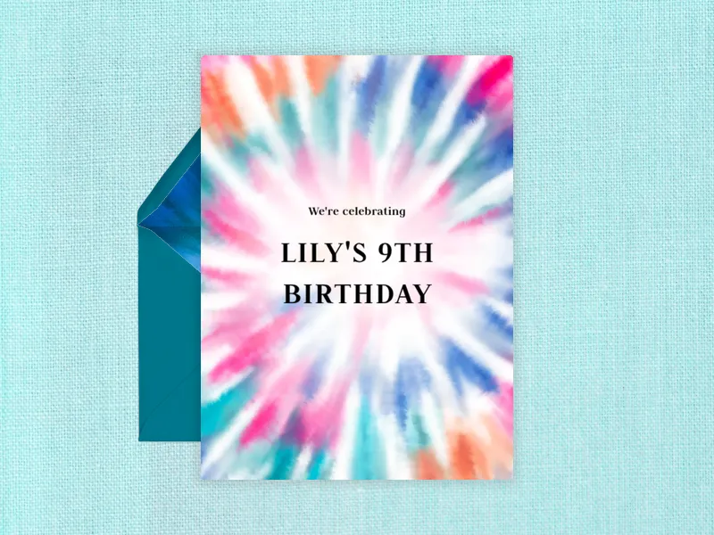 Tie Dye  Party Cool Waves - 9th_birthday - Invitation