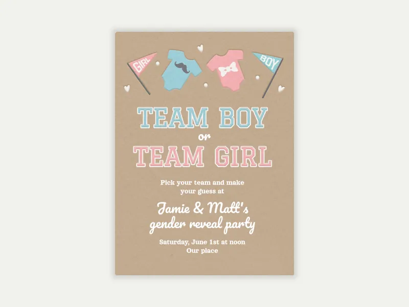 Team Baby - gender_reveal - Invitation