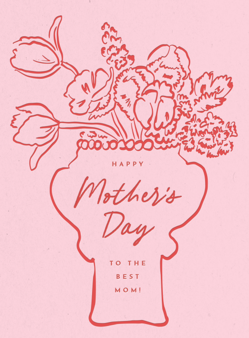 Pink Trimmed Bouquet - mothers_day_cards - Card