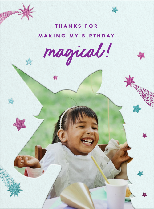 Blue Unicorn Thank You (Photo) - featured - Card