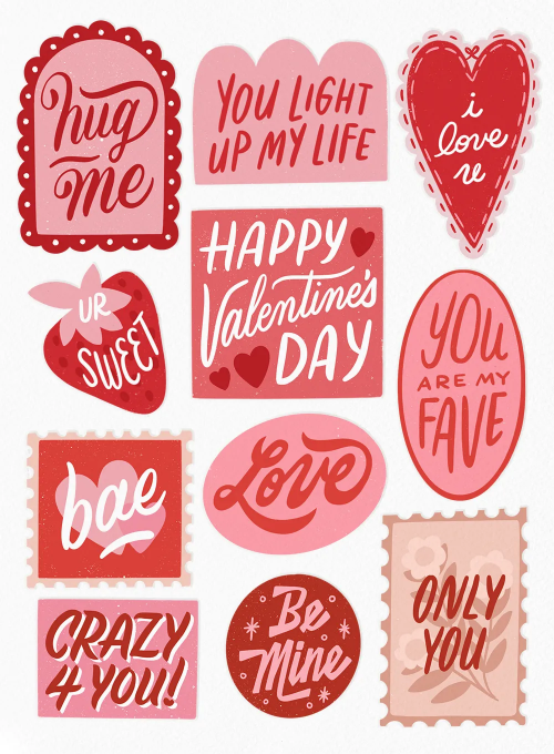 Valentine's Sticker Collage - sending_love_cards - Card