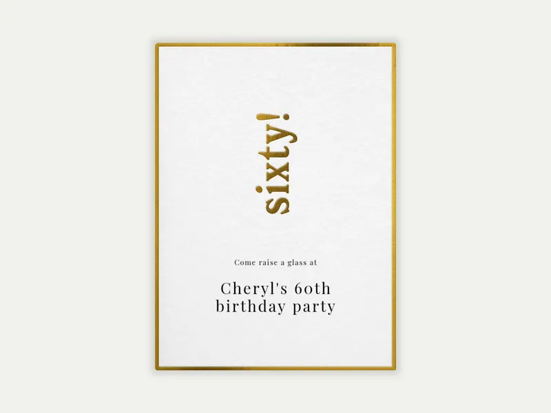 Gold Birthday Milestone! - 60th_birthday - Invitation