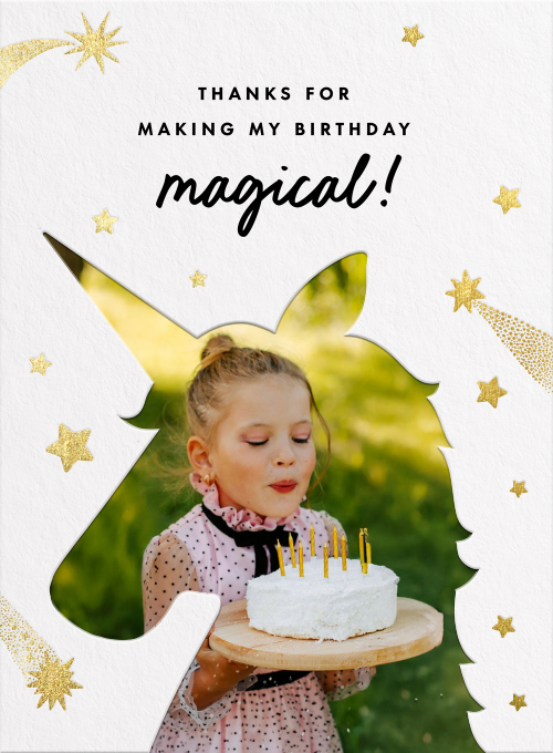 Gold Unicorn Thank You (Photo) - featured - Card
