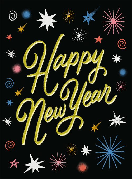 Vintage Starburst - new_years_cards - Card