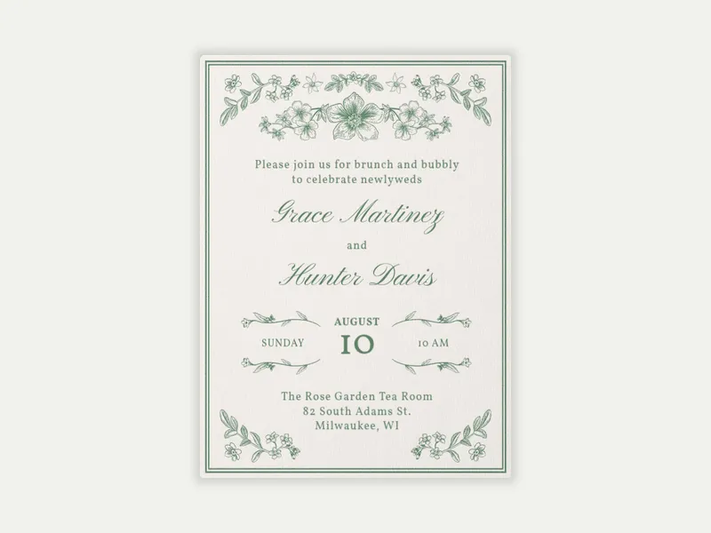 Vintage Embossed Florals - post_wedding_brunch - Invitation
