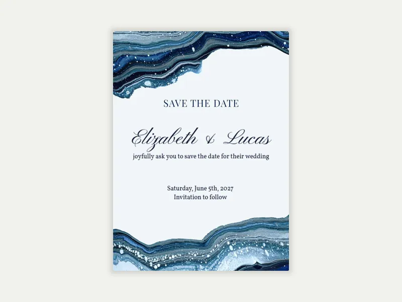 Watercolor Marble Waves - save_the_date - Invitation