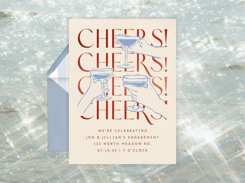 Vintage Cheers - engagement - Invitation