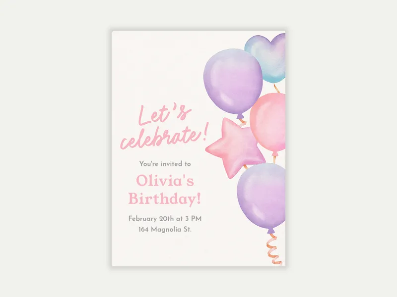 Pink Watercolor Whimsy - birthday - Invitation