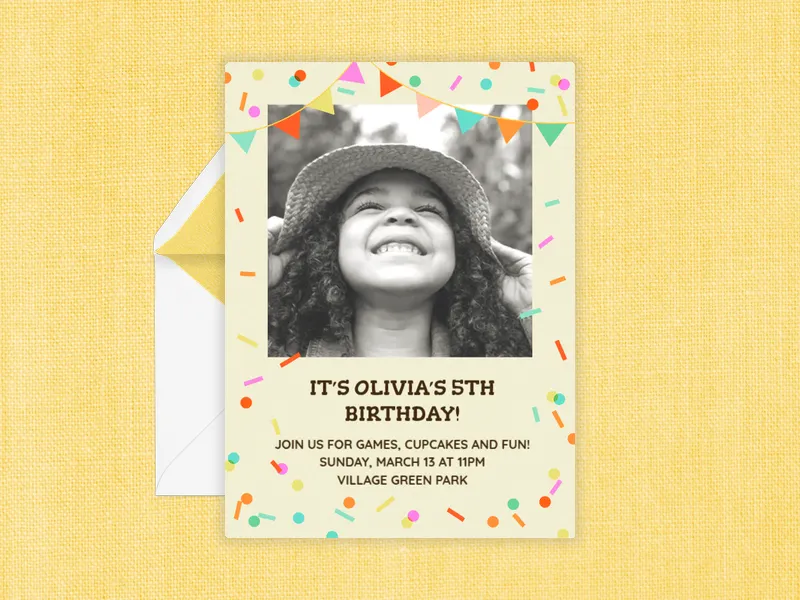 French Vanilla Sprinkles Party (Photo) - 5th_birthday - Invitation