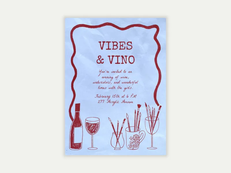 Vino Doodles - wine_tasting - Invitation
