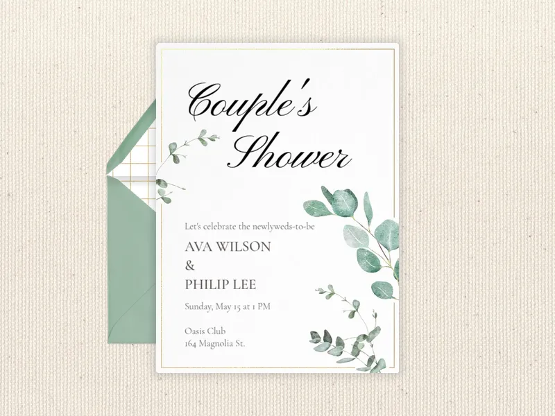 Watercolor Eucalyptus - couples_shower - Invitation