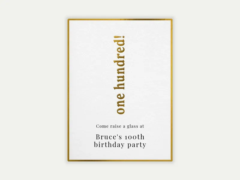 Gold Birthday Milestone! - 100th_birthday - Invitation