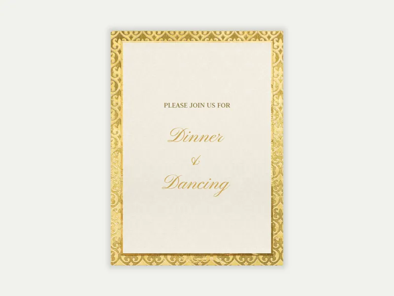 Gold Embossed Dinner - greek_life - Invitation