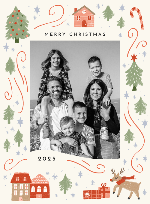 Wintry Merry Christmas Border (Photo) - holiday_cards - Card