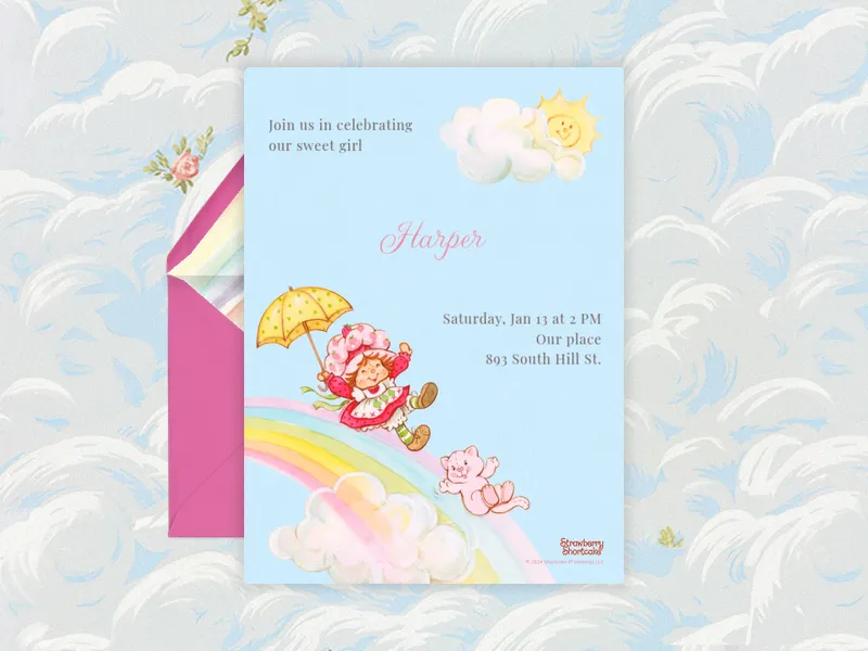 Strawberry Shortcake: Rainbows & Balloons - strawberry_shortcake - Invitation