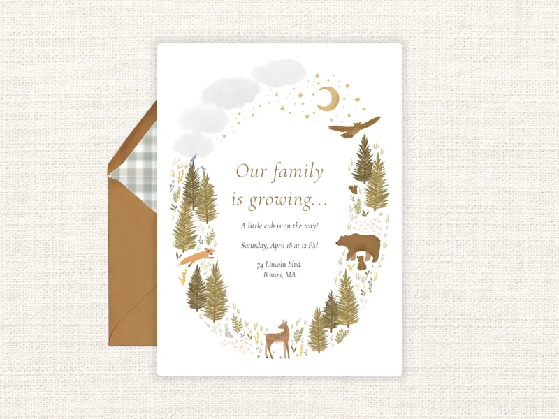 Woodland Stars - baby - Invitation