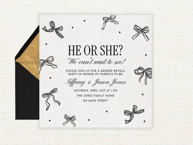 Delicate Bows - baby - Invitation