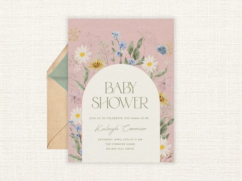 Pink Delicate Florals - baby - Invitation