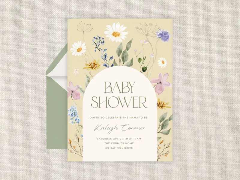 Delicate Florals - baby - Invitation