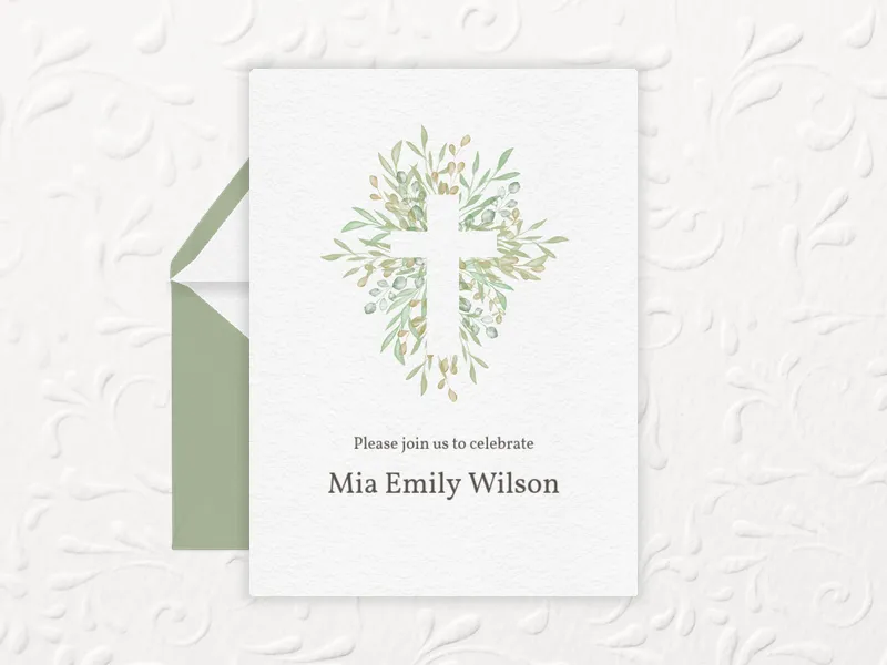 Greenery Cross - featured - Invitation
