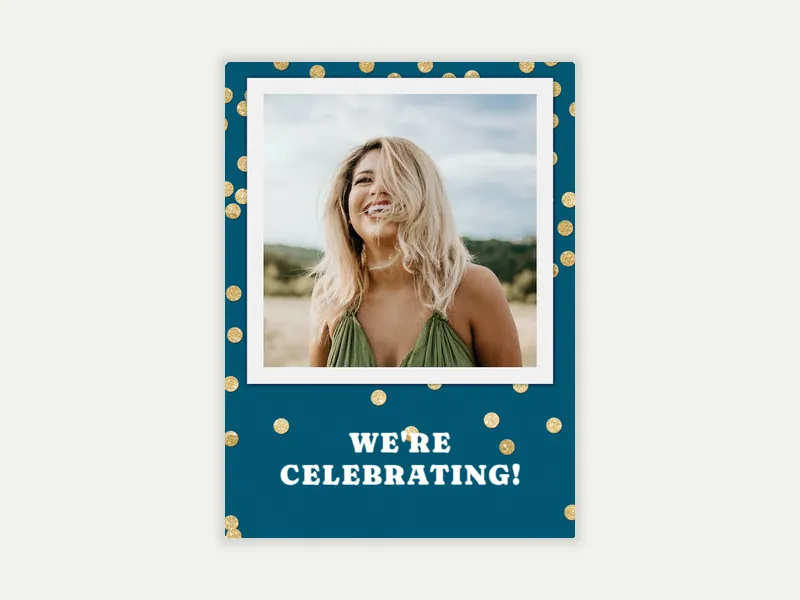 Festive Blue & Gold Confetti (Photo) - parties_dyo_uyo - Invitation